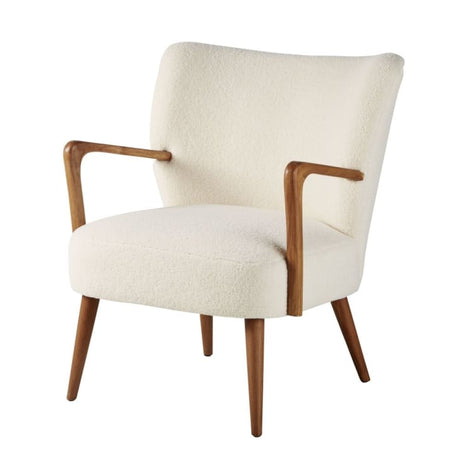 Fauteuil Bouclettes Blanches Bouleau Massif